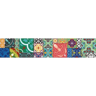 Crédence adhésive design en PVC Jade - L. 200 x l. 40 cm - Multicolore