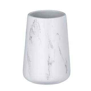 Gobelet de salle de bain effet marbre Adrada - Blanc