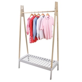 Penderie portant à vêtements en bois Scandi - L. 100 x H. 170 cm - Blanc