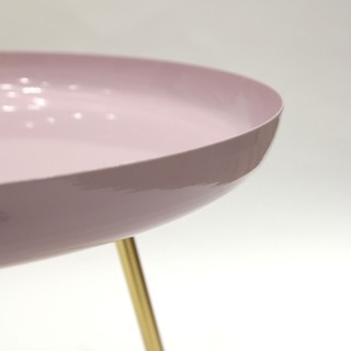 Table d'appoint en métal design Glossy - Diam. 40 x H. 48 cm - Rose pastel