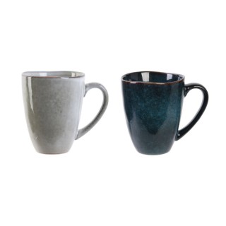 2 Mugs design Au gré du temps - 300 ml - Gris et bleu
