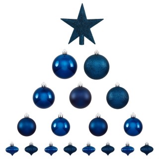 Kit de décorations pour sapin de noël - 18 Pièces - Bleu nuit