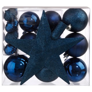 Kit de décorations pour sapin de noël - 18 Pièces - Bleu nuit