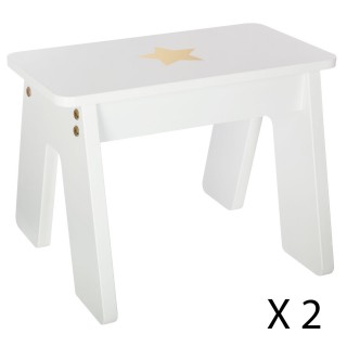 Table bureau avec tabourets enfant Douceur - L. 57 x H. 51 cm - Blanc