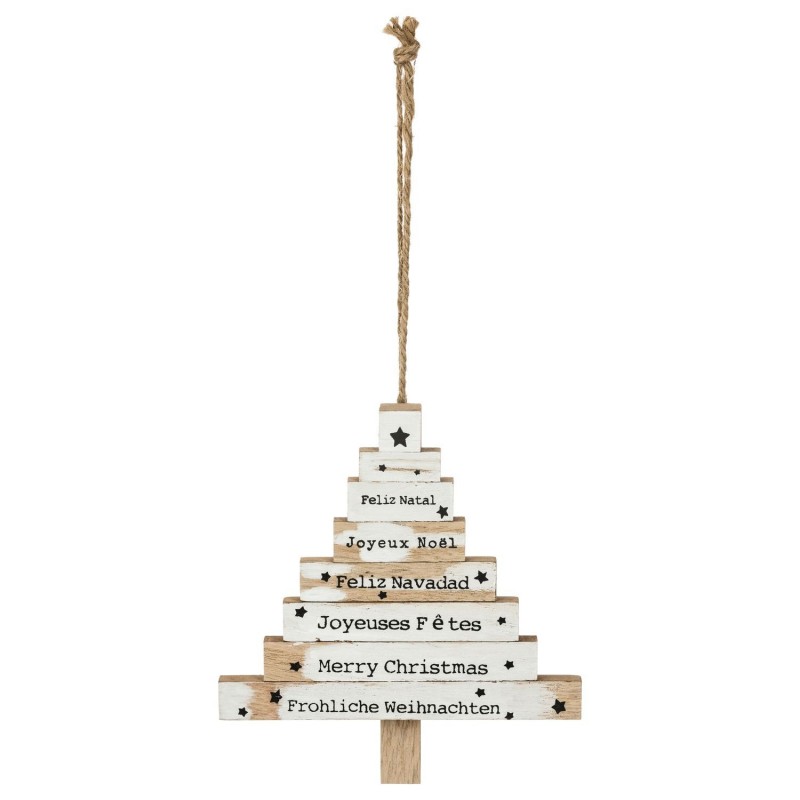 Décoration en bois pour sapin de Noël Pancarte - Blanc