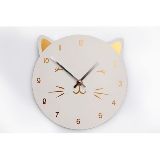 Horloge murale enfant chat Wilddidou - Blanc