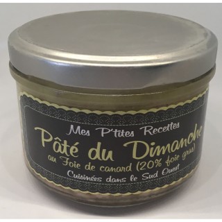 Pâté du Dimanche au foie gras - Cuisiné dans le Sud Ouest - France - Mes P'tites Recettes - pot 200g