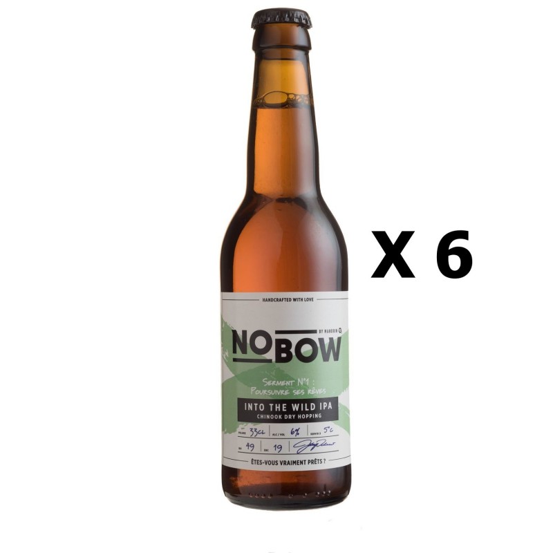 Lot 6x33cl - Bière artisanale Nobow Into The Wild IPA by Mandrin - 33cl 6% alc./Vol- Brasserie du Dauphiné