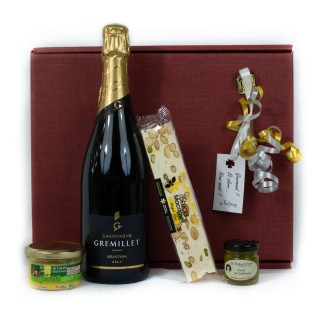 Coffret Cadeau Champagne Festif - Idée cadeau - Boîte cadeau écologique - 4 produits