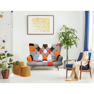 Canapé scandinave en tissu Patchwork Helsinki - 2 Places - Multicolore