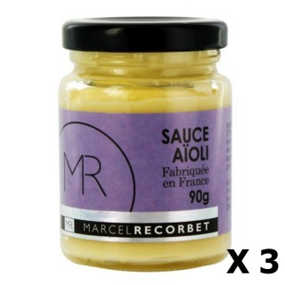 Lot 3x Sauce aïoli  - Fabriquée en France - MR -  pot 90g