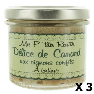 Lot 3x Délice de canard aux oignons confits - France - Mes P'tites Recettes - pot 100g