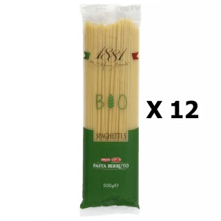 Lot 12x Pâtes italiennes Spaghetti n°5 BIO - 1881 Pasta Berruto - paquet 500g