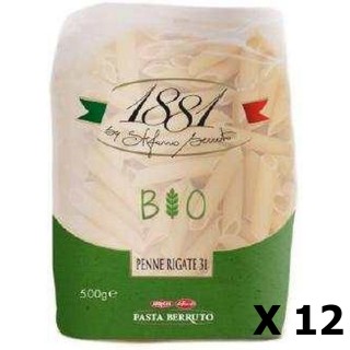 Lot 12x Pâtes italiennes Penne rigate BIO - 1881 Pasta Berruto -  paquet 500g