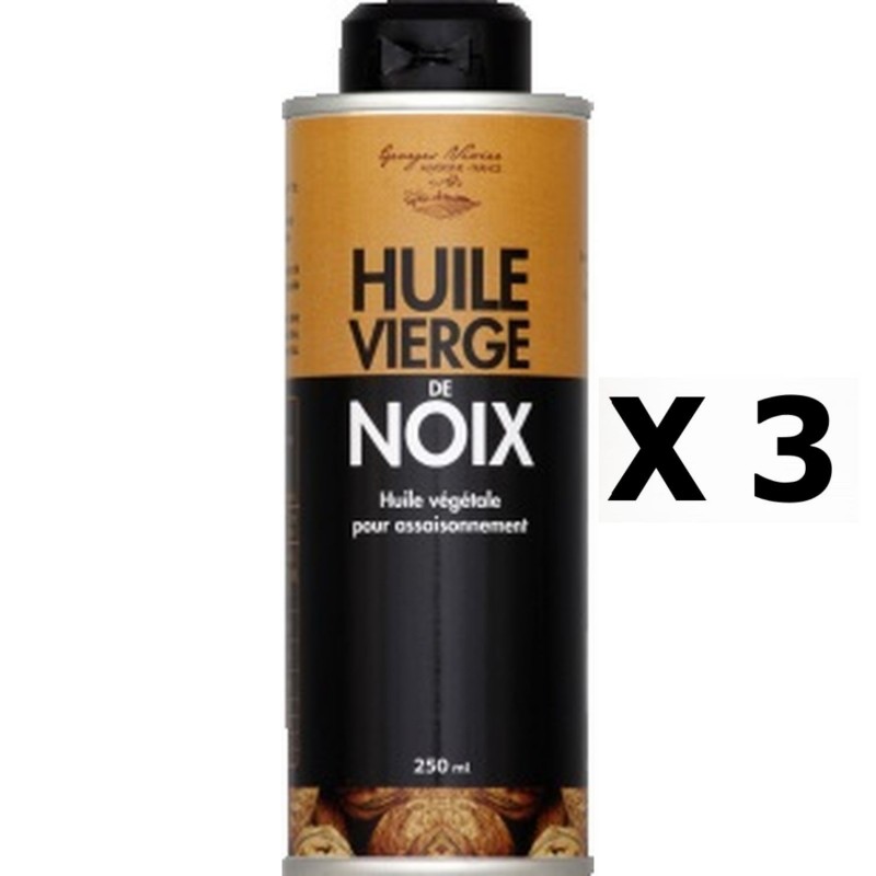 Lot 3x Huile vierge de noix  - Georges Nivier - Auvergne - bouteille 250ml