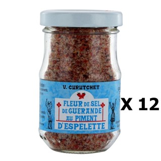 Lot 12x Fleur de sel de Guérande au piment d'Espelette - V. Curutchet - pot 70g