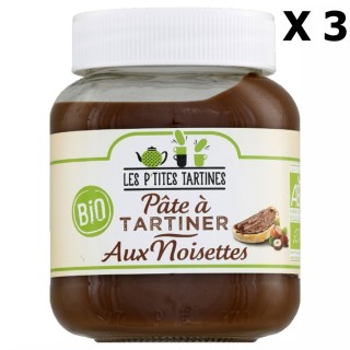 Lot 3x Pâte à tartiner BIO aux noisette - Les P'tites Tartines - pot 350g