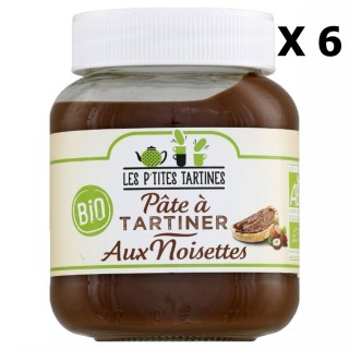 Lot 6x Pâte à tartiner BIO aux noisette - Les P'tites Tartines - pot 350g