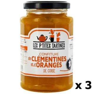 Lot 3x Confiture d'oranges de Corse et clémentine - Les P'tites Tartines - pot 315g