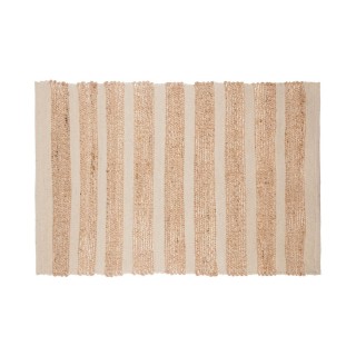 Tapis en jute naturel rayures Box - L. 90 x l. 60 cm - Blanc