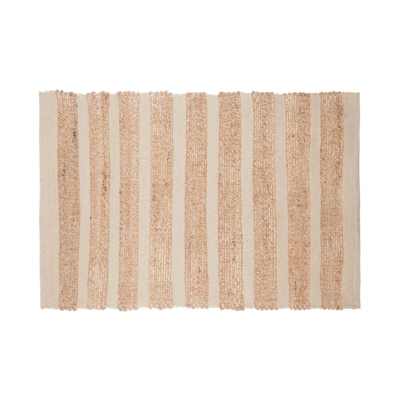 Tapis en jute naturel rayures Box - L. 90 x l. 60 cm - Blanc