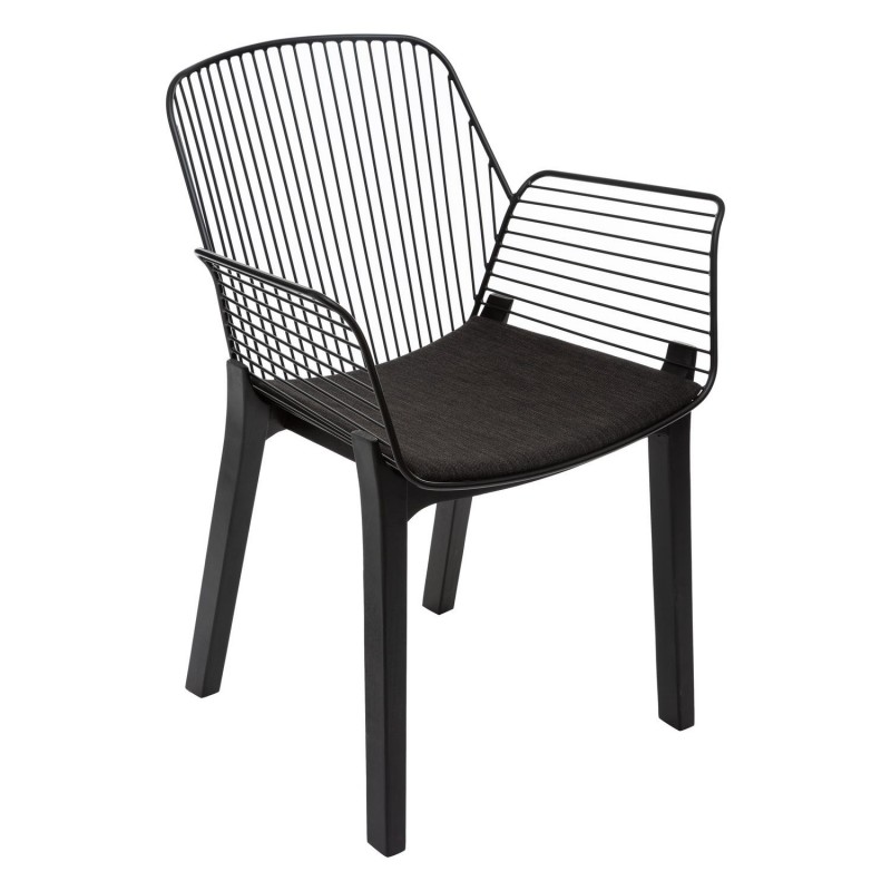 Fauteuil design bois et métal Alby - Noir Fauteuil design bois et métal Alby - Noir