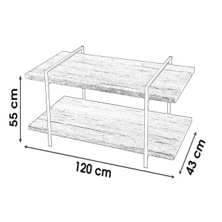 Meuble TV industriel en bois et métal Dock - L. 120 x H. 55 cm - Noir