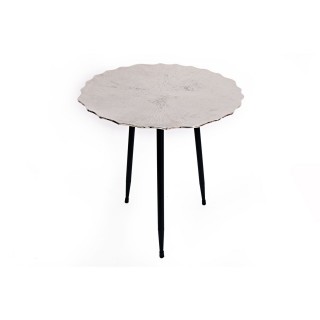 Table à café design en métal Lotus - Diam. 45 x H. 49 cm - Argent