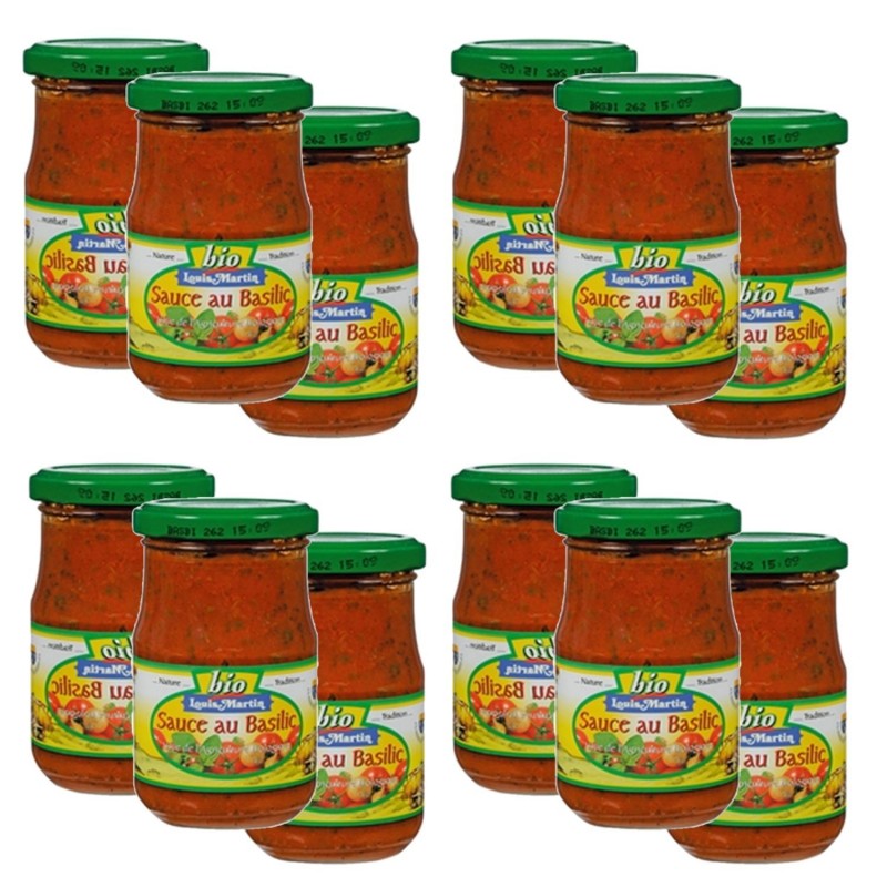 Lot 12x Sauce tomates basilic BIO - Louis Martin - pot 190g