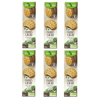 Lot 6x Biscuits fourrés cacao BIO fabriqué en France - Bioalbon - paquet 185g