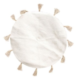 Tapis rond à pompons Happy - Diam. 90 cm - Blanc