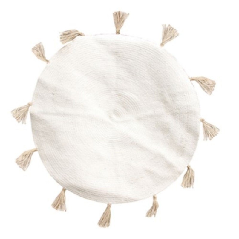 Tapis rond à pompons Happy - Diam. 90 cm - Blanc Tapis rond à pompons Happy - Diam. 90 cm - Blanc