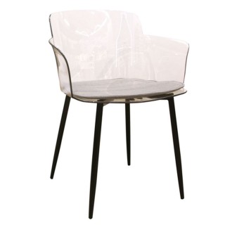 Fauteuil de table design transparent Lilia - Noir