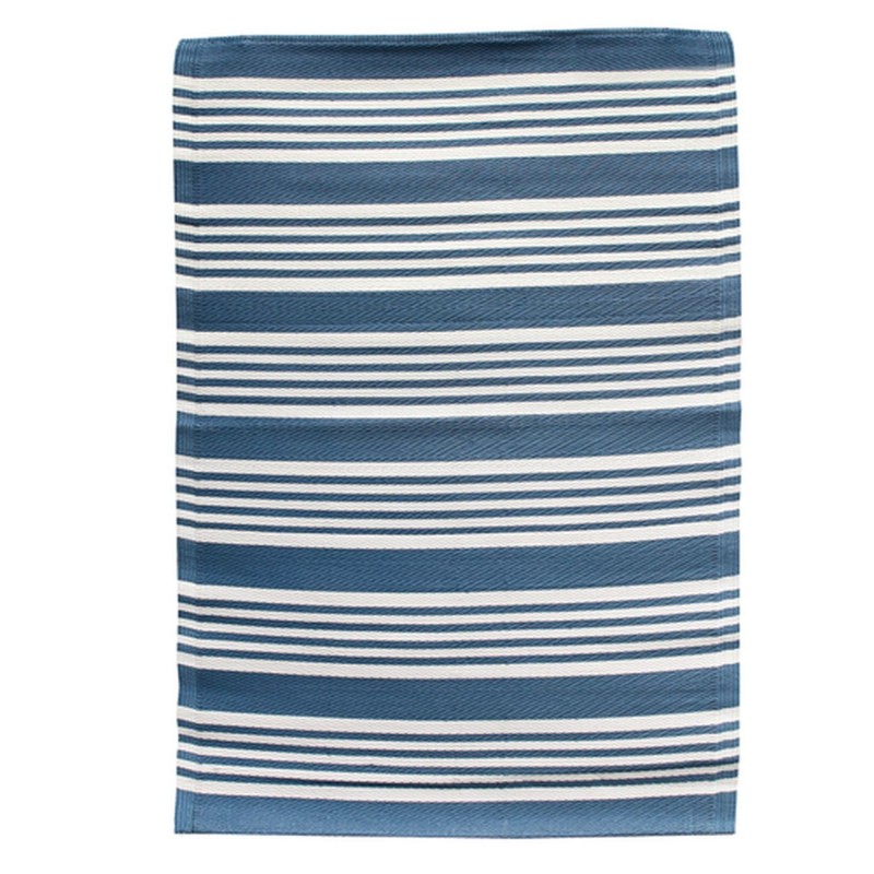 Tapis de déco extérieur design Azura - L. 120 x l. 180 cm - Bleu foncé