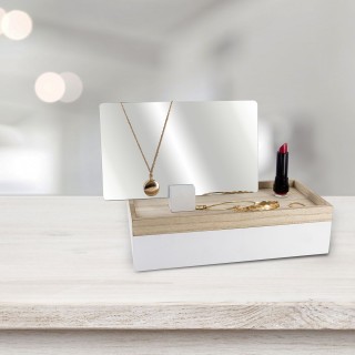 Boîte à bijoux design avec miroir Home - Blanc