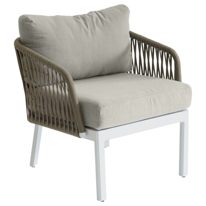 Fauteuil de jardin en corde tressée Barcelone Blanc et marron Toilinux Fauteuil de jardin en corde tressée Barcelone Blanc et marron Toilinux