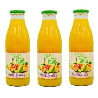 Lot 3x Pur jus multifruits BIO - bouteille 75cl