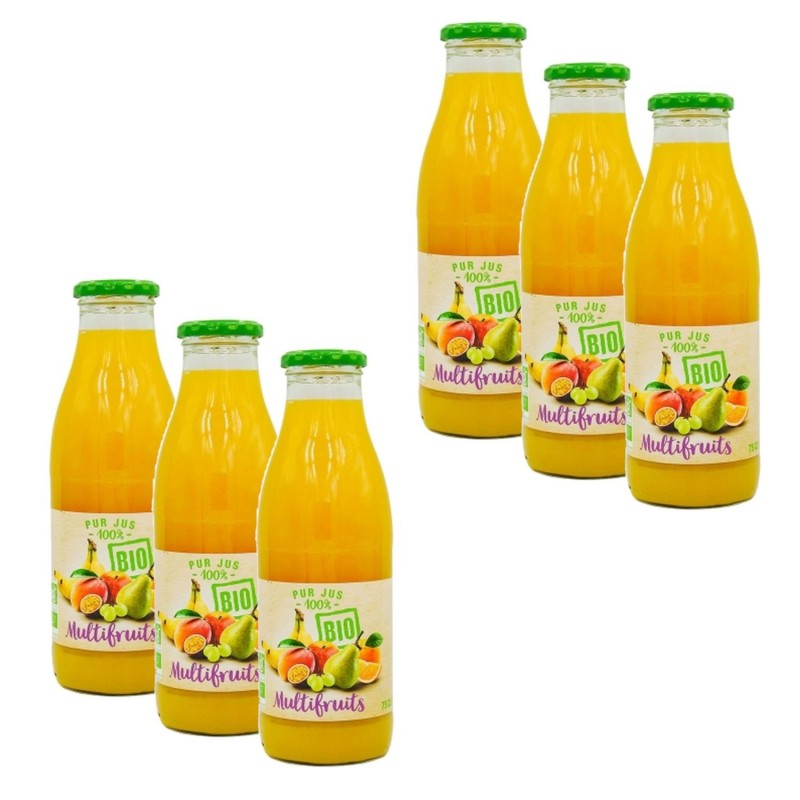 Lot 6x Pur jus multifruits BIO - bouteille 75cl