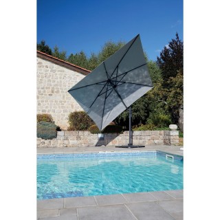 Parasol déporté inclinable carré Cadix - L. 300 x l. 300 cm - Gris clair