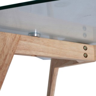 Table basse rectangulaire design bois et verre Alexia - L. 110 x H. 45 cm - Beige