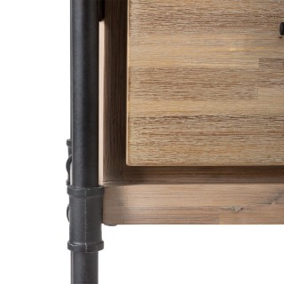 Console design bois et métal industriel Siam - L. 100 x H. 75 cm - Noir