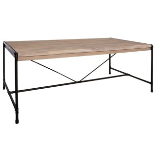 Table à manger design bois et métal industriel Siam - L. 200 x H. 77 cm - Noir