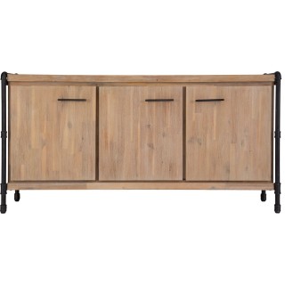 Buffet design bois et métal industriel Siam - L. 160 x H. 80 cm - Noir