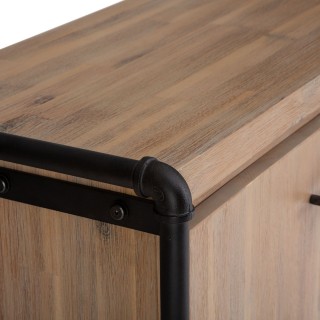 Buffet design bois et métal industriel Siam - L. 160 x H. 80 cm - Noir