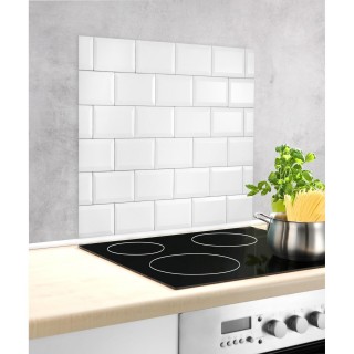 Fond hotte design mur de briques Metro - L. 60 x l. 70 cm - Blanc