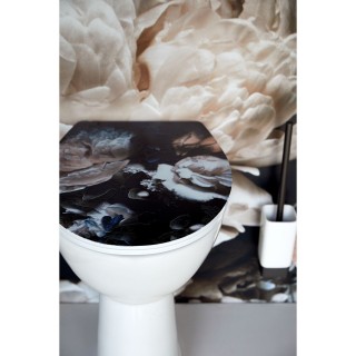 Abattant WC duroplast design Peony - Noir