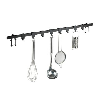 Barre de crédence design 8 Crochets Gala - L. 60 cm - Noir