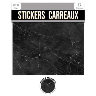 2 Stickers effet marbre - 30 x 30 cm - noir