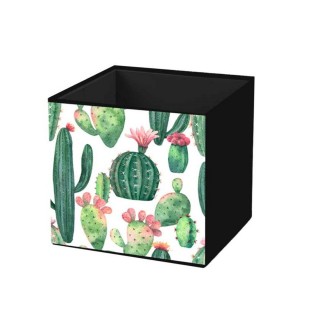 Cube de rangement pliable - 31 X 31 CM - Motif cactus