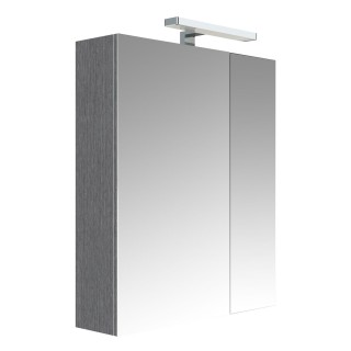 Armoire de toilette éclairante 2 portes JUNO - L. 60 x H. 75 cm - Gris chêne anthracite